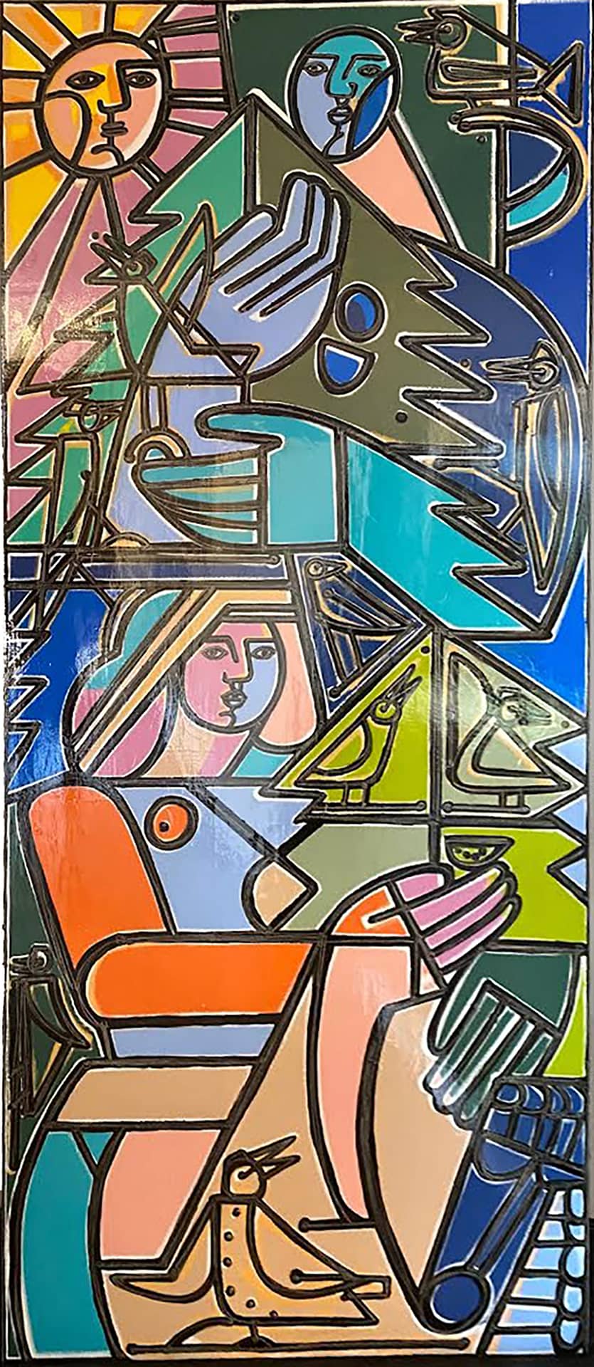 In the Mountains Women Shake the Trees & Make the Birds Sing_America Martin_Oil and Acrylic on Canvas_96 x 40