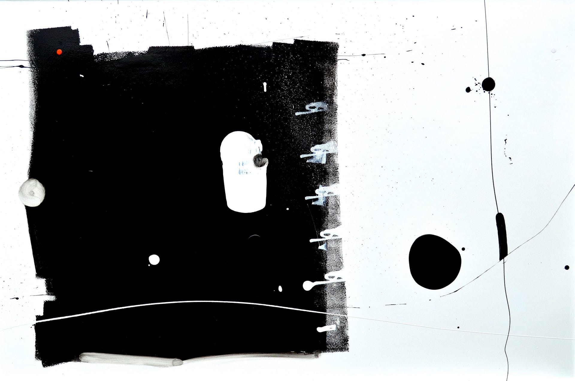 Curious Big Black Square Running Away from Black Blob Over There Painting anthony hunter