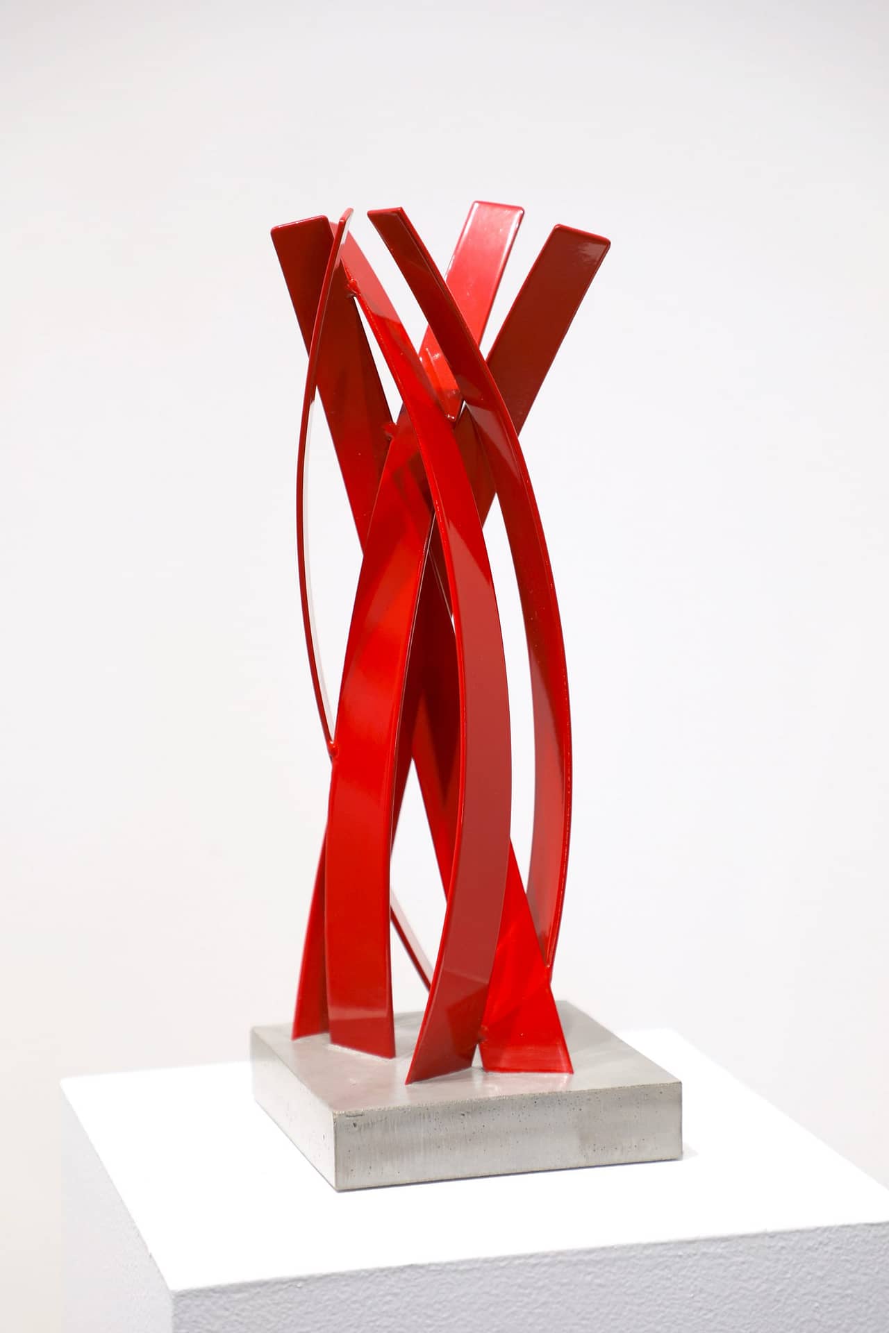 matt devine, sculpture, study, steel with powdercoat, red sculpture, abstract sculpture