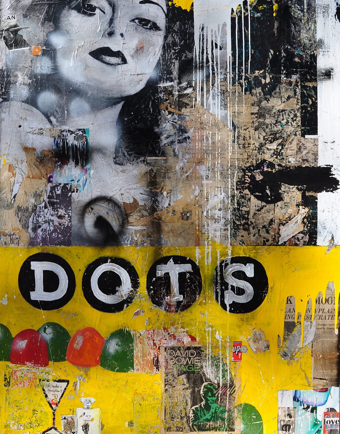 Dots_Greg_Miller_Acrylic_Collage_Paper_Resin_on_Canvas_48_x_60
