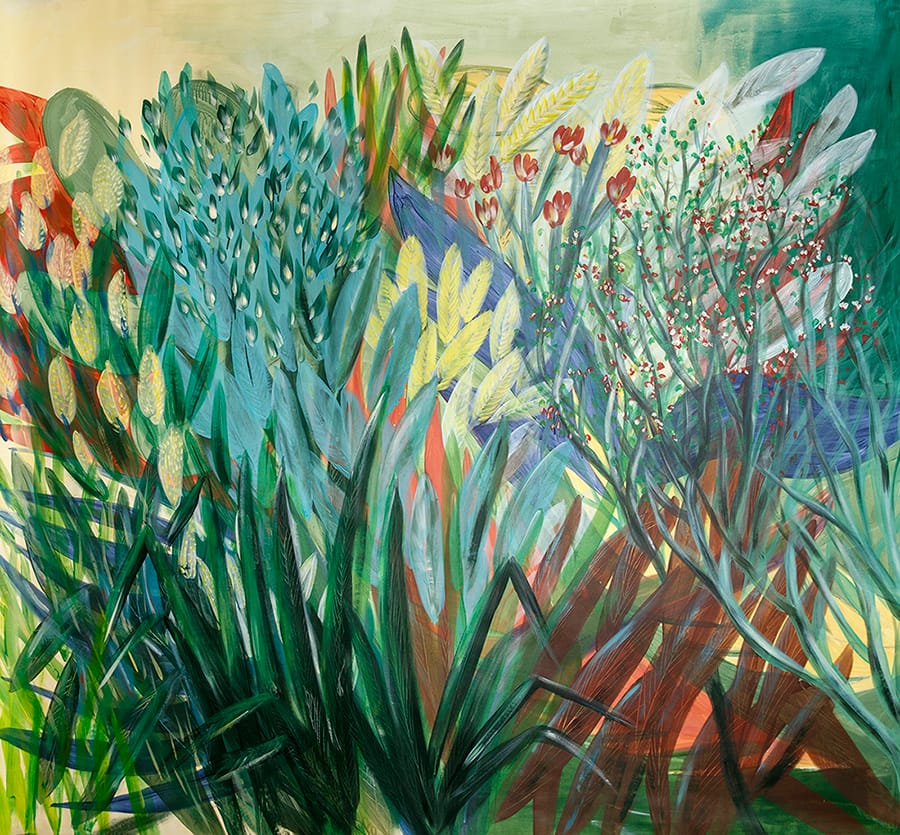 jungle iii, carla talopp, joanne artman gallery, acrylic on canvas, floral art, abstract art, female artist, french artist