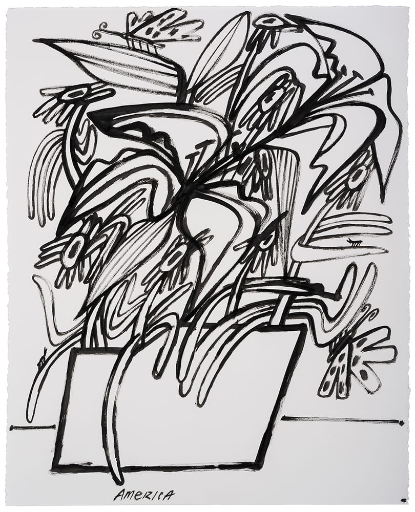 Butterflies and Exuberant Flowers_America Martin_Ink on Paper_27.75 x 21.25