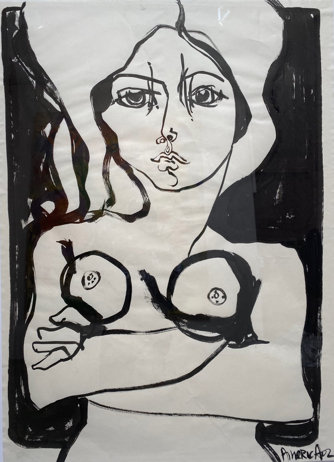 Juliette in Black and White_America Martin_Ink on Paper_48.75 x 36.75