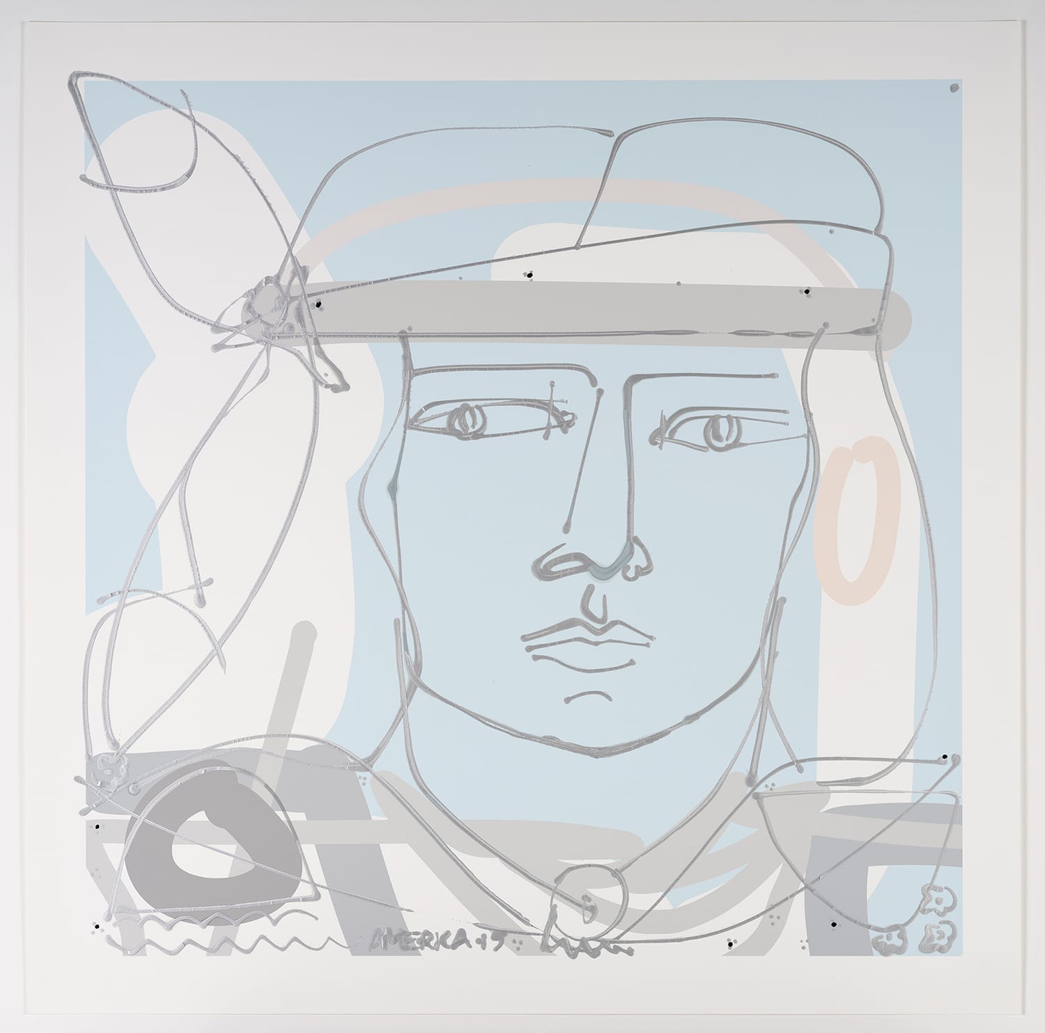 Warrior in Pale Blue_America Martin_Custom Made Paper and Ink_34.25 x 34.25