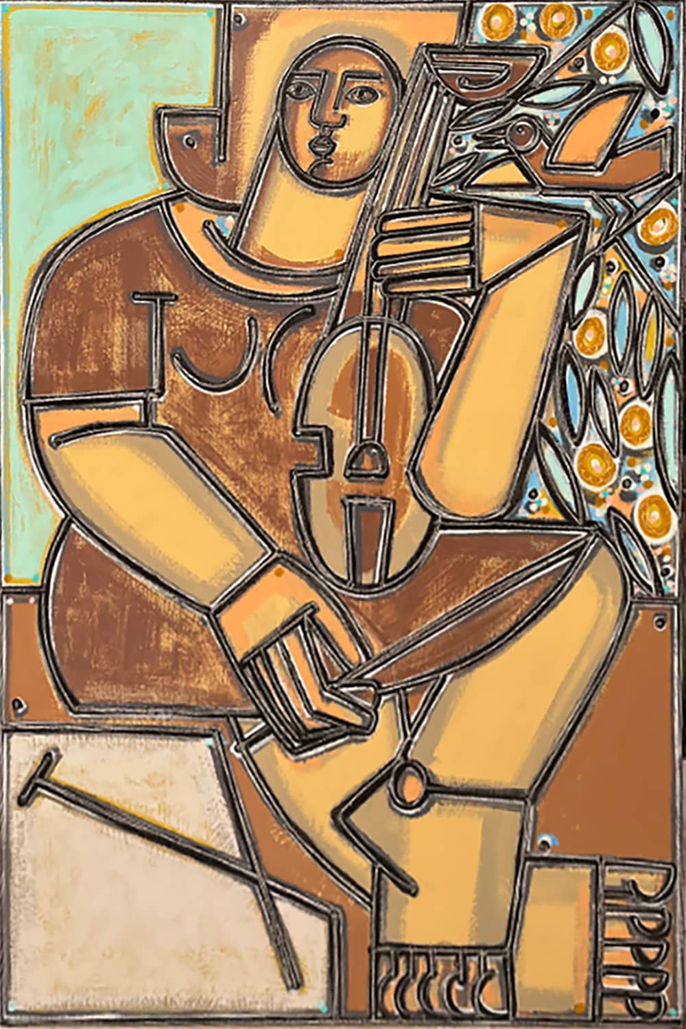 Woman with Violin_America Martin_Oil and Acrylic on Canvas_61.5 x 41.5