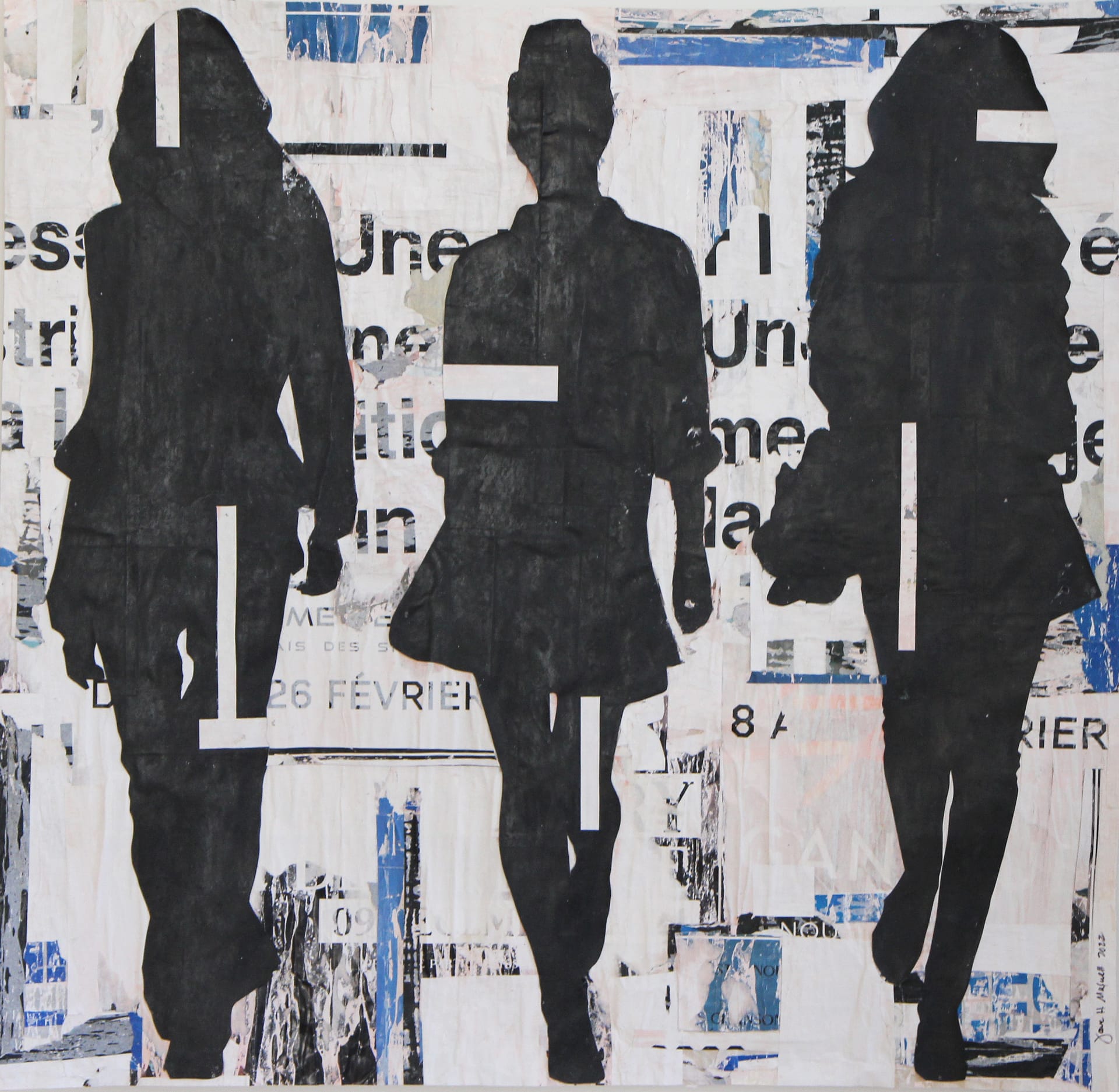 3 Silhouettes_Jane Maxwell_Mixed Media on Paper_38 x 36