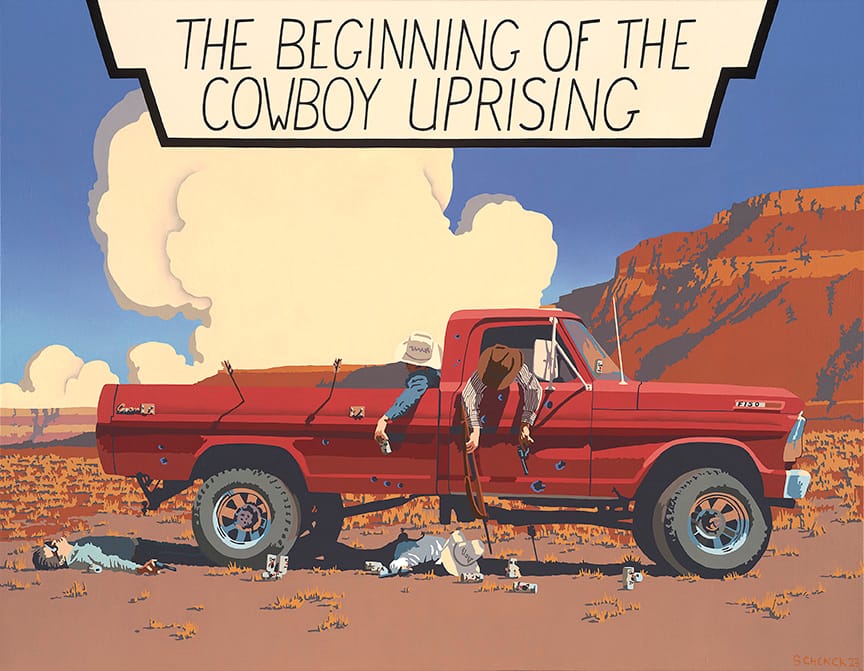 Cowboy Uprising_Billy Schenck_Oil on Canvas_45 x 35