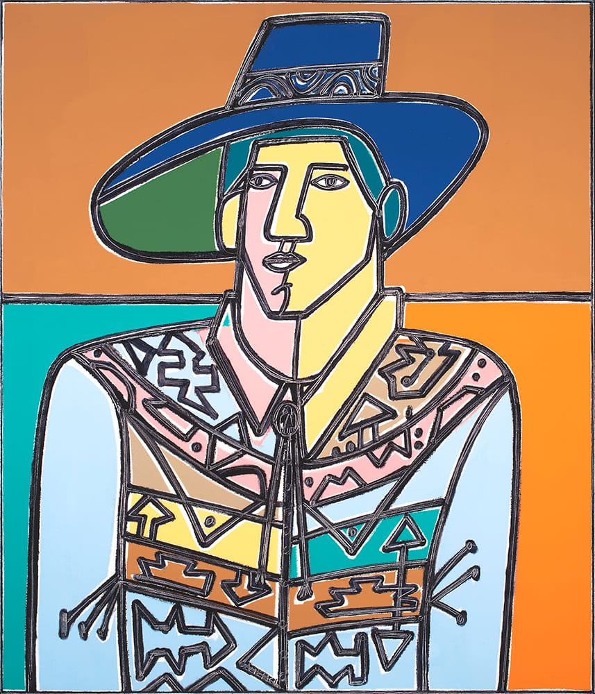 Man with Hat and Shirt_America Martin_Oil, Acrylic on Canvas_55 x 48
