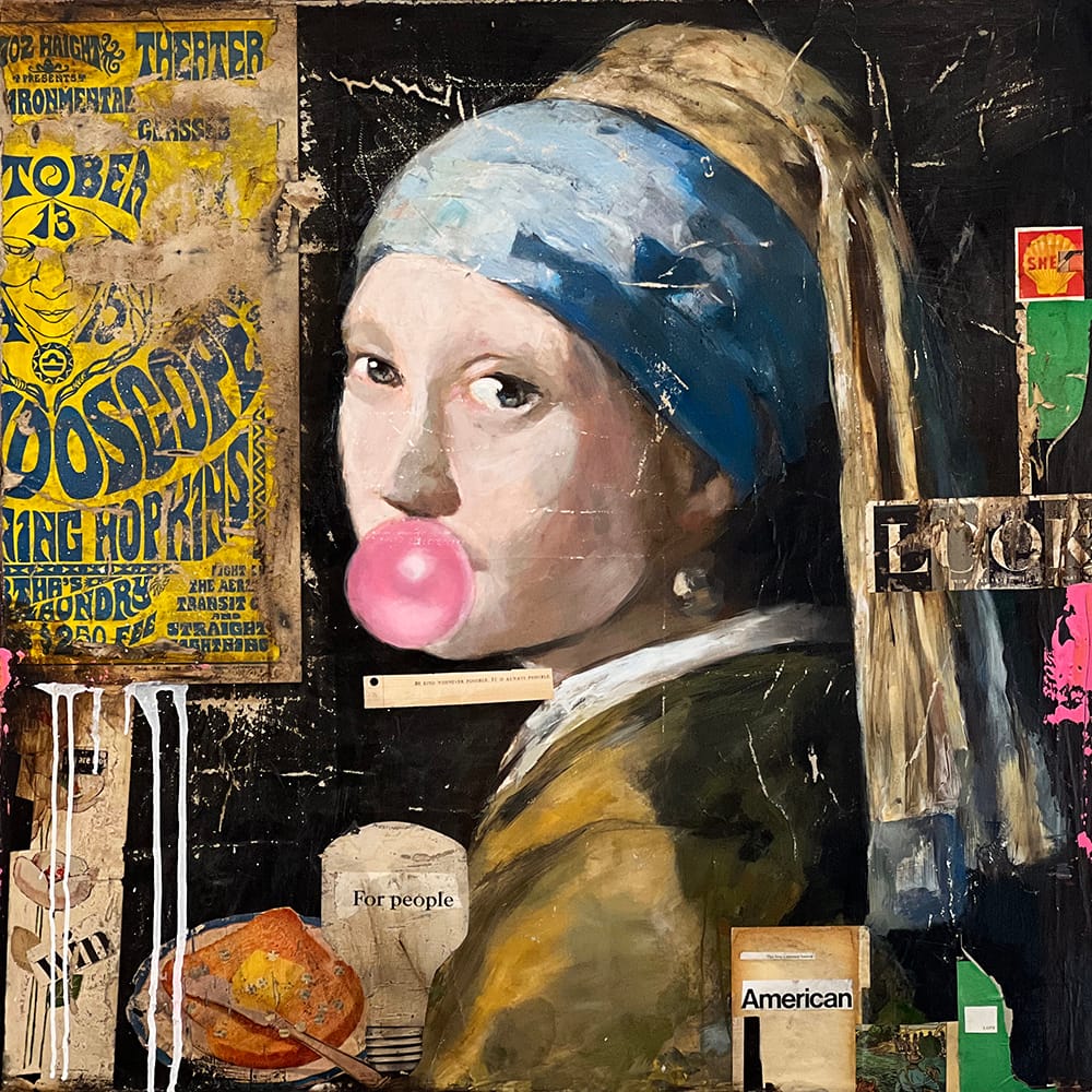 Pop (Vermeer)_Greg Miller_Acrylic, Collage on Panel_36 x 36