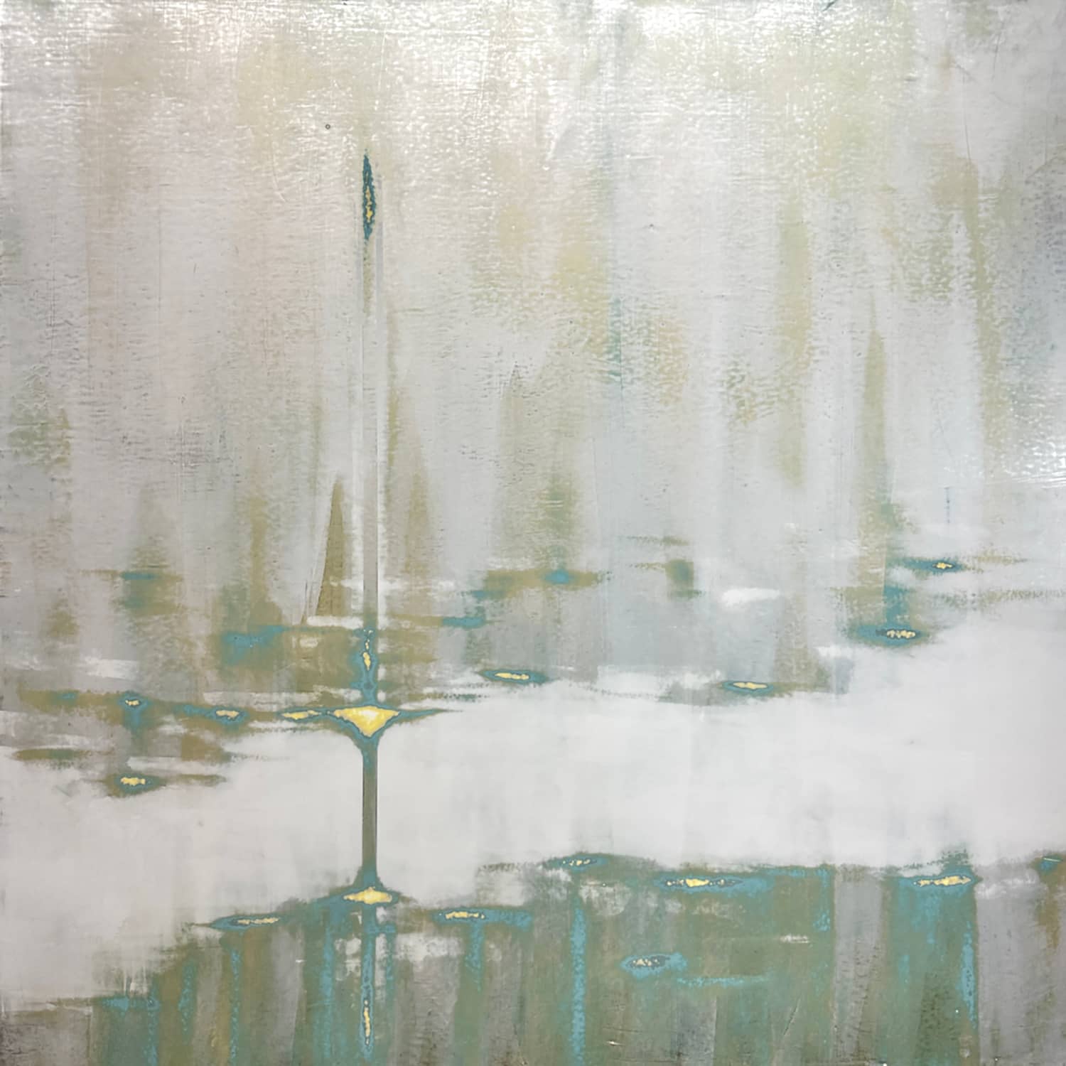 Somewhere Silver II_Audra Weaser_Acrylic, Plaster Paint, Metallic pigments on Canvas_48 X 48
