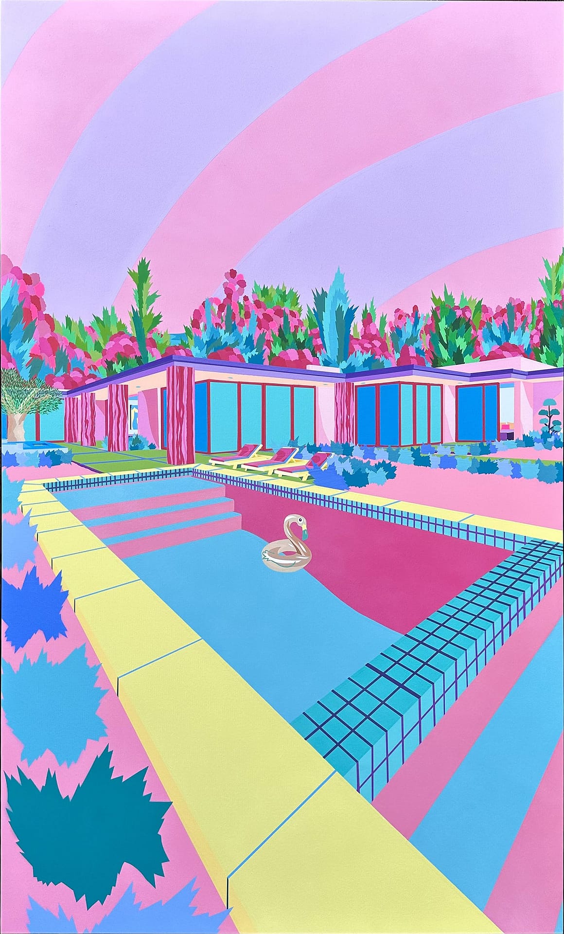 Trousdale Poolside (Winter)_Michael Callas_Spray paint and Stencil on Canvas_72 x 43.5