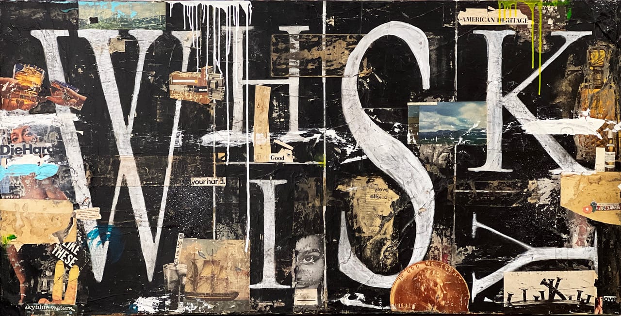 Whisky_Greg Miller_Acrylic, Collage_36 x 72
