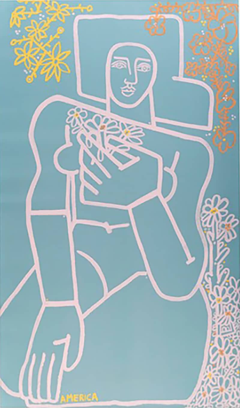 Woman and Flowers_America Martin_Acrylic on Linen_73 x 43