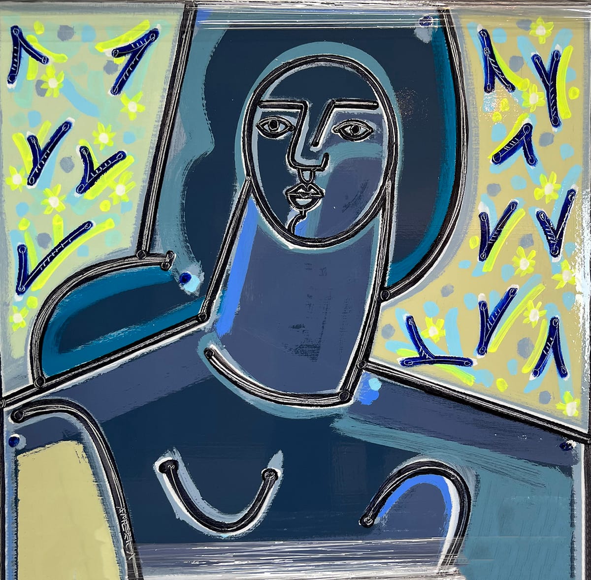 Woman in Blue_America Martin_Oil, Acrylic on Canvas_31.5 x 31.5