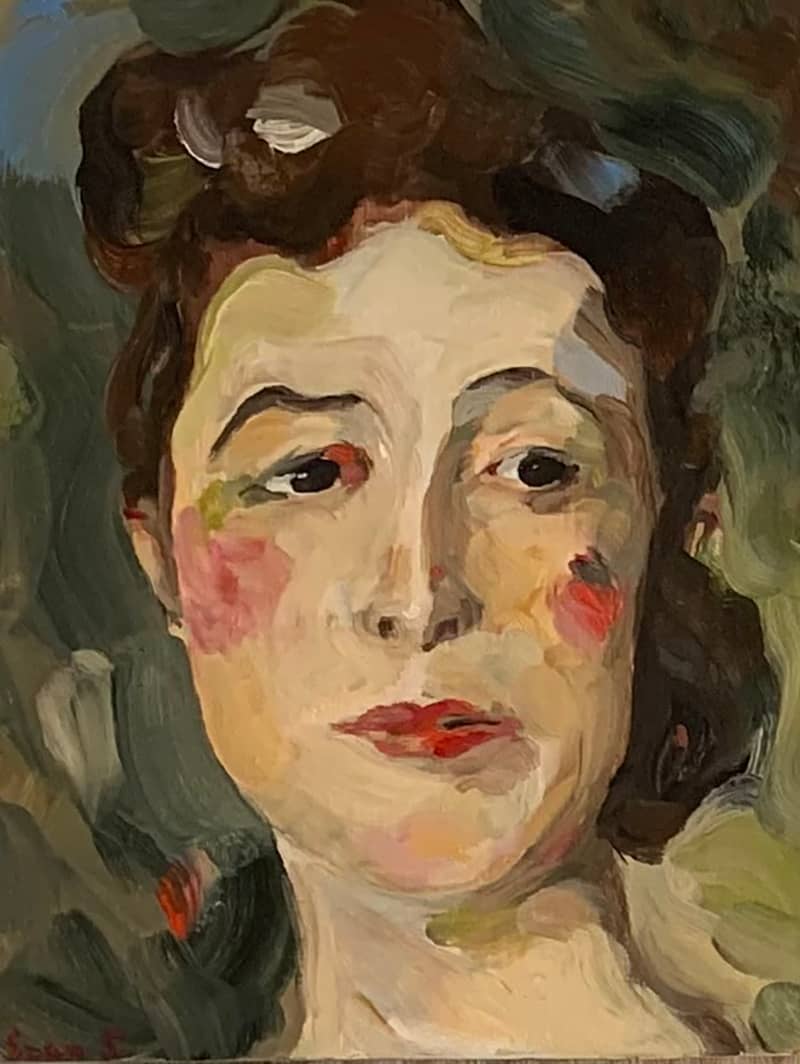 swan scalabre, oil on wood, figurative art