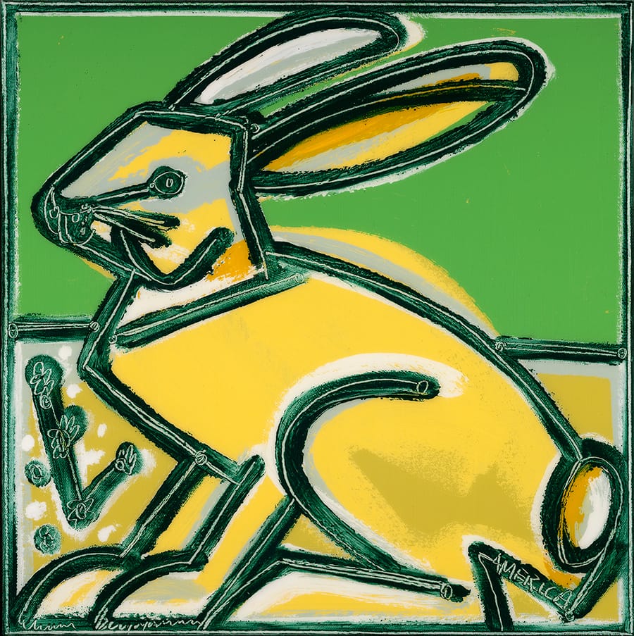 Sunshine Bunny_America Martin_Oil and Acrylic on Canvas_16 x 16